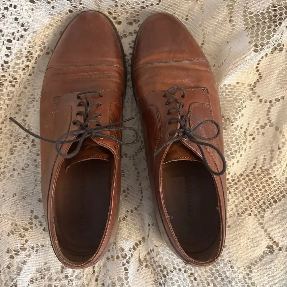 Johnston & Murphy Men's US 8.5 D Brown Leather Cap Toe Oxford Dress Shoes